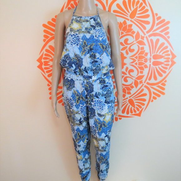 Jack by BB Dakota Pants - BB Dakota High Neck Backless Tropical Romper S